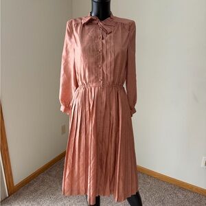 Vintage Elegant Pink Midi Dress